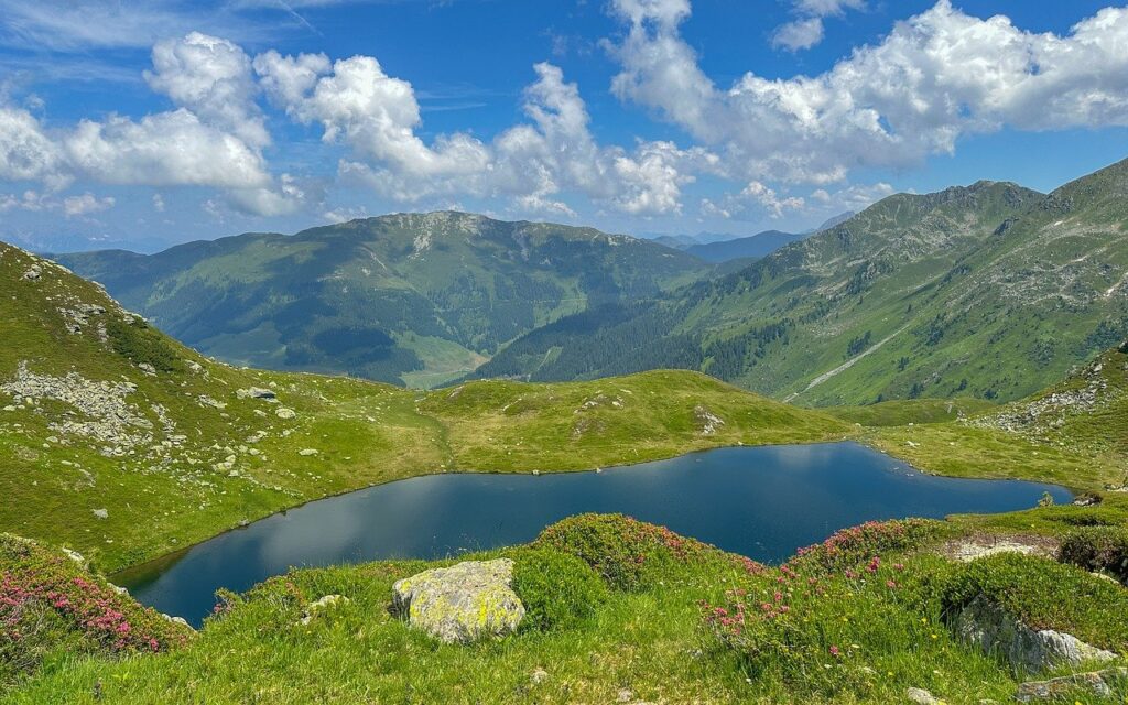 mountains, lake, landscape